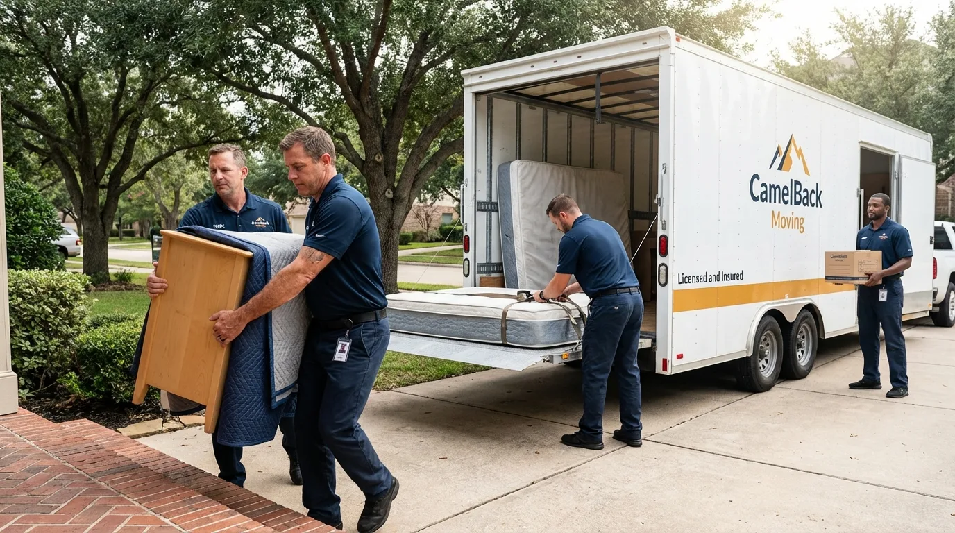 Crew loading residential truck for cross-state move from Tonto Basin, AZ