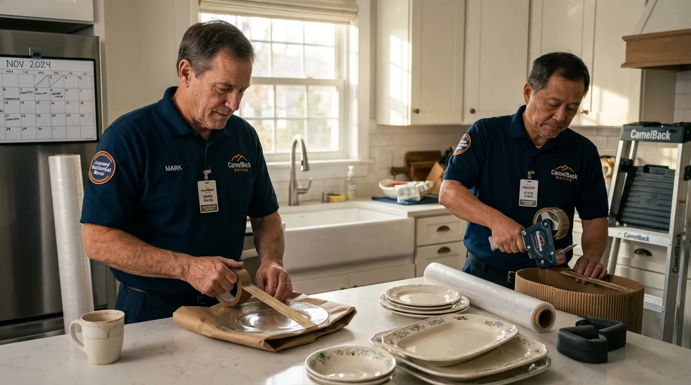 Professional crew packing kitchen dishware in Tonto Basin, AZ